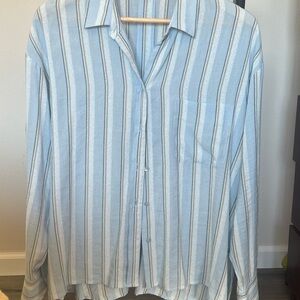 Vince Light Blue, Cream and Gray Striped Shirt